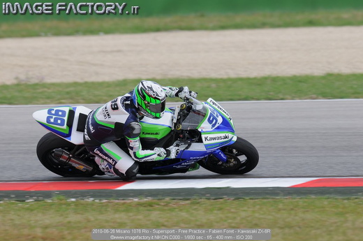 2010-06-26 Misano 1076 Rio - Supersport - Free Practice - Fabien Foret - Kawasaki ZX-6R